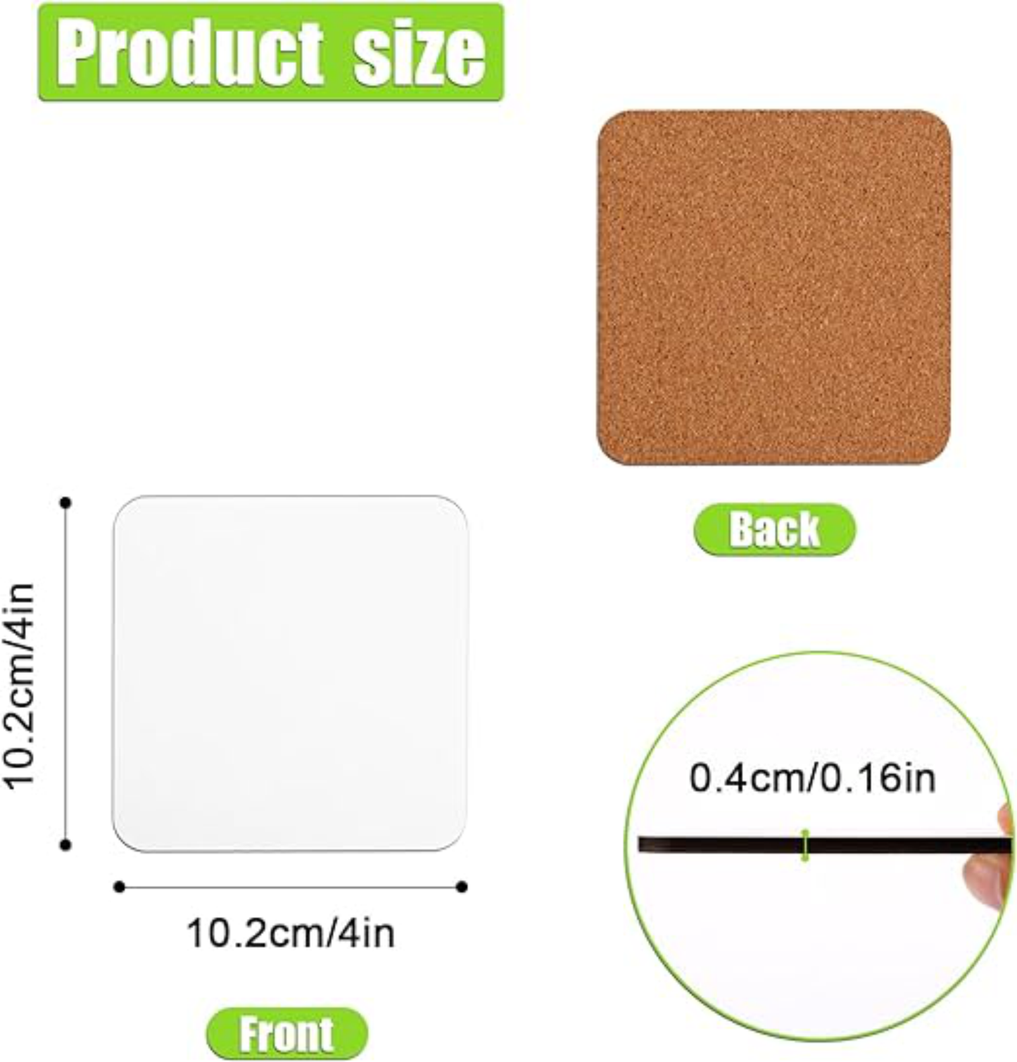 4in Wood Hardboard Coasters 4pk SKU#4WSC