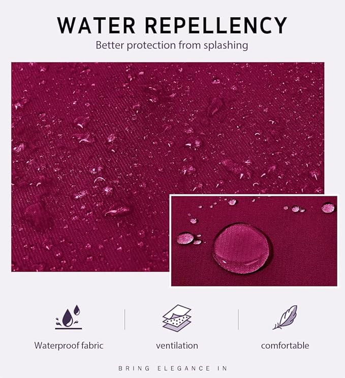 Chef Apron, Waterproof Apron, Adjustable Apron with 2 Pockets for Men Women, Professional Apron for Kitchen Cooking Gardening Painting Baking Restaurant (Wine) SKU#AWINEAPRON