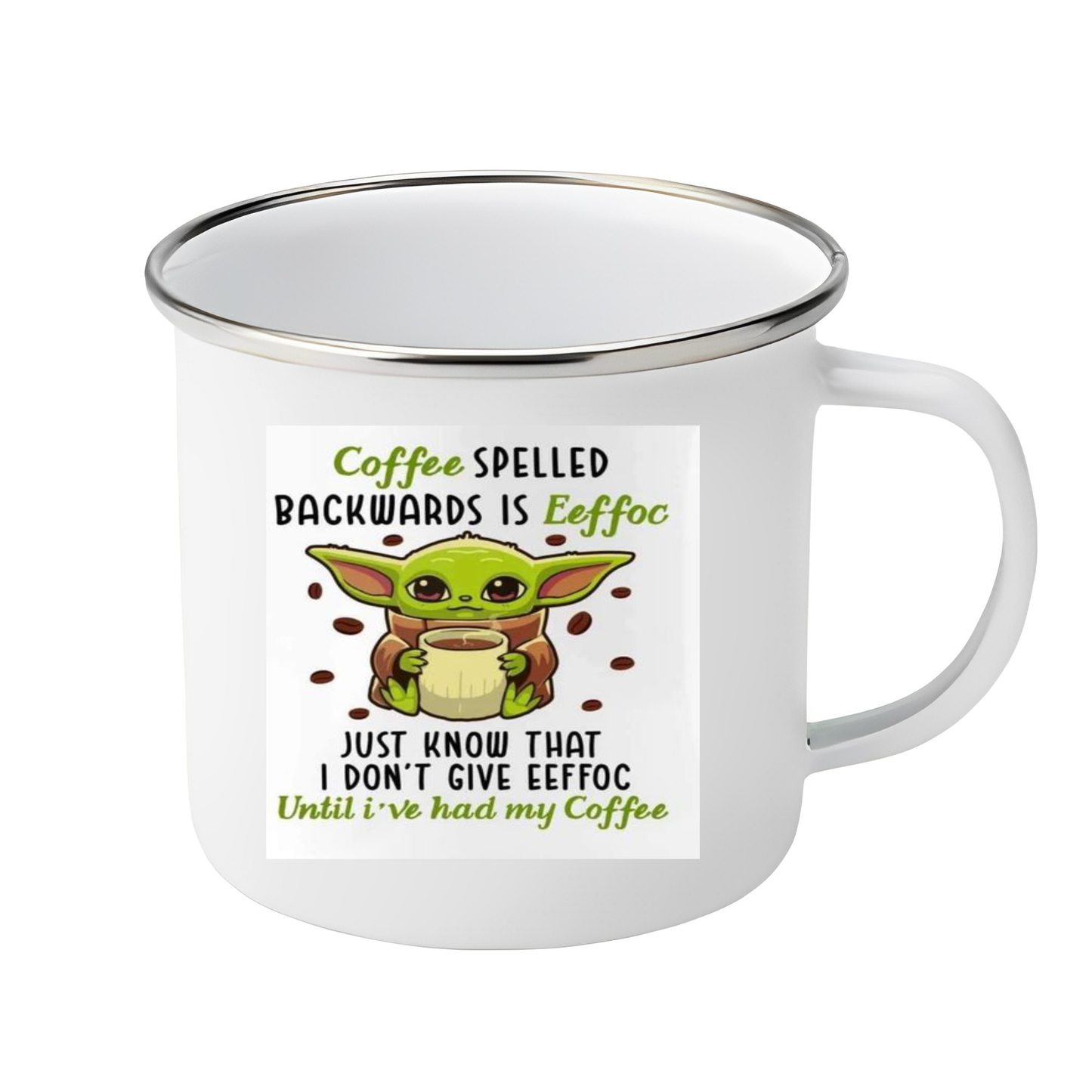 11oz Camping Coffee Cup Silver Rim SKU#11UCCCSRCC1