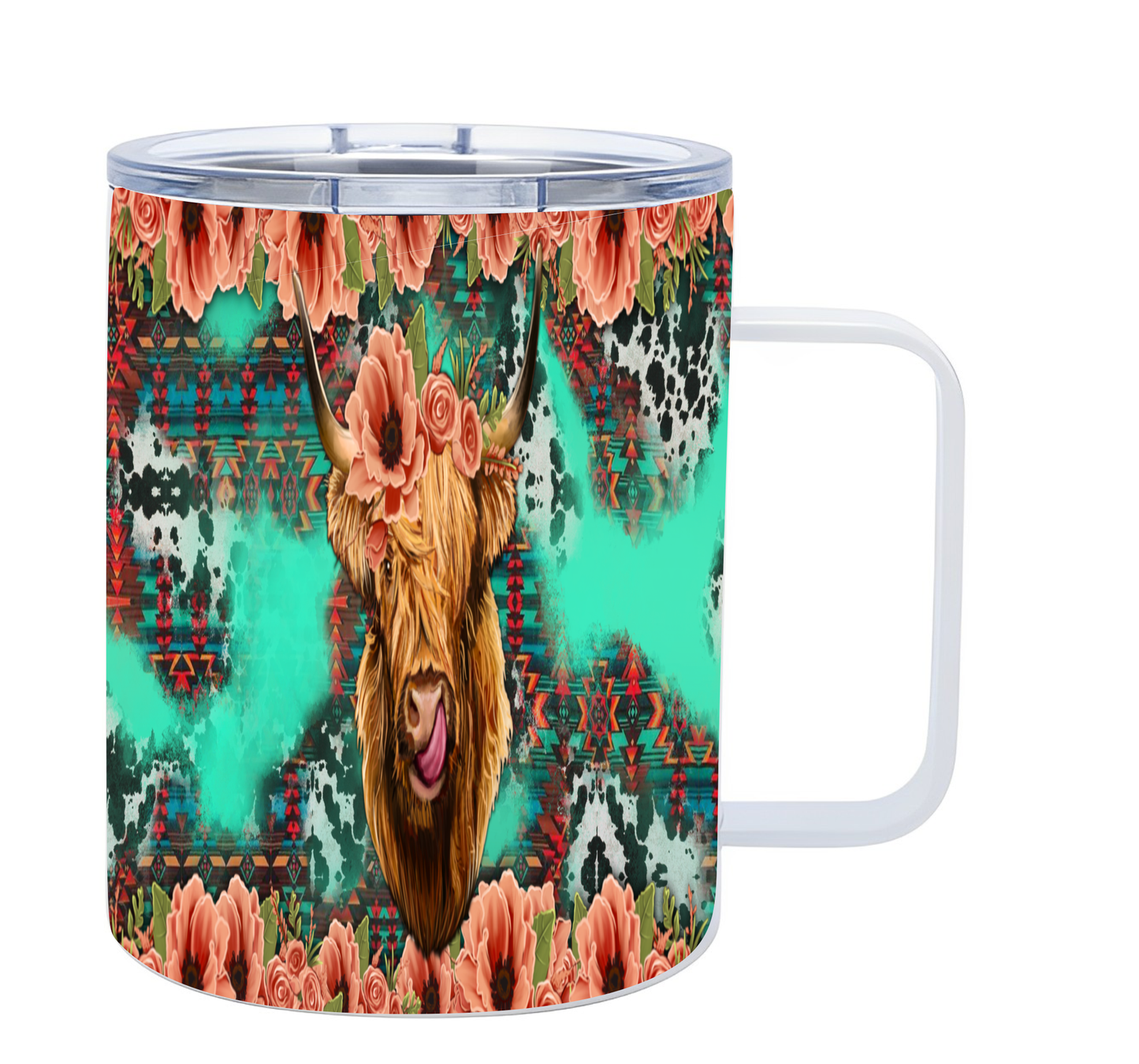 12oz Coffee Tumbler with Handle & Lid SKU#12UCTHLCC38