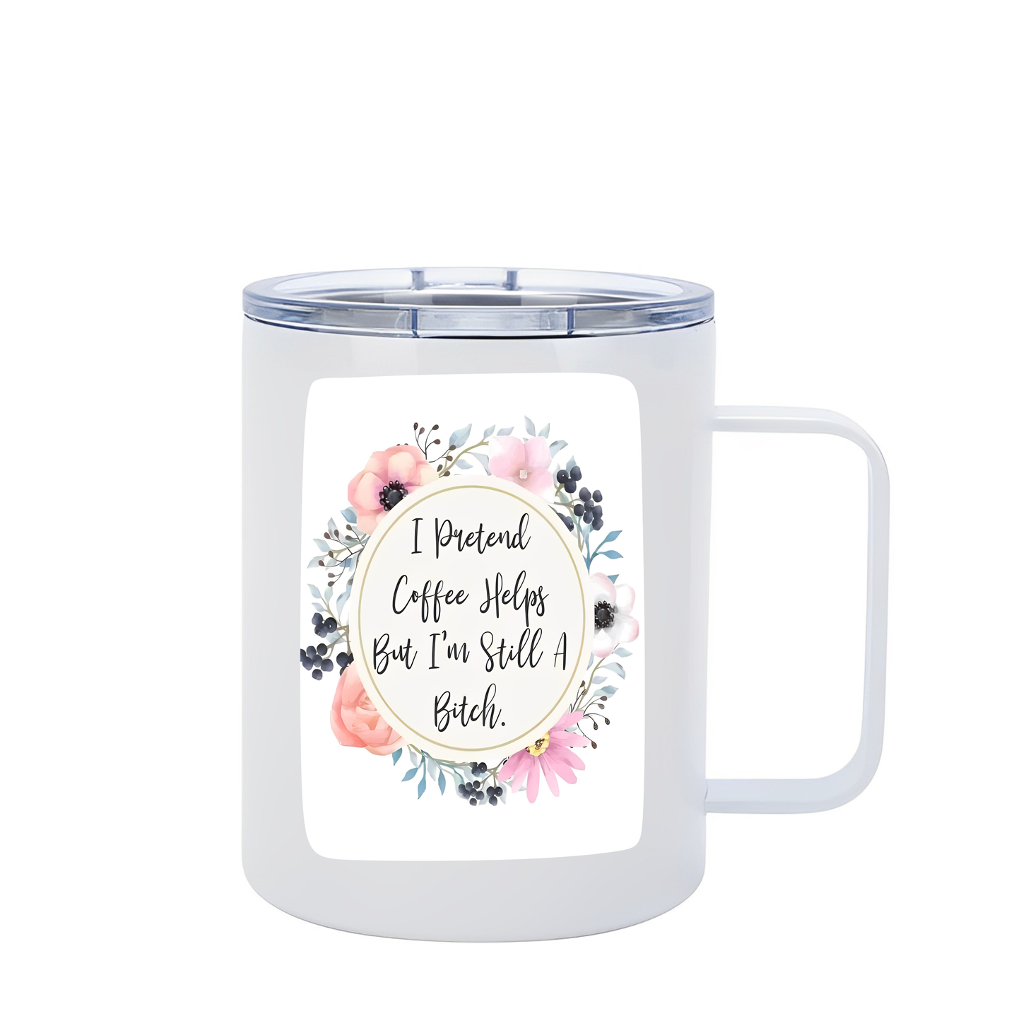 12oz Coffee Tumbler with Handle & Lid SKU#12UCTHLCC49