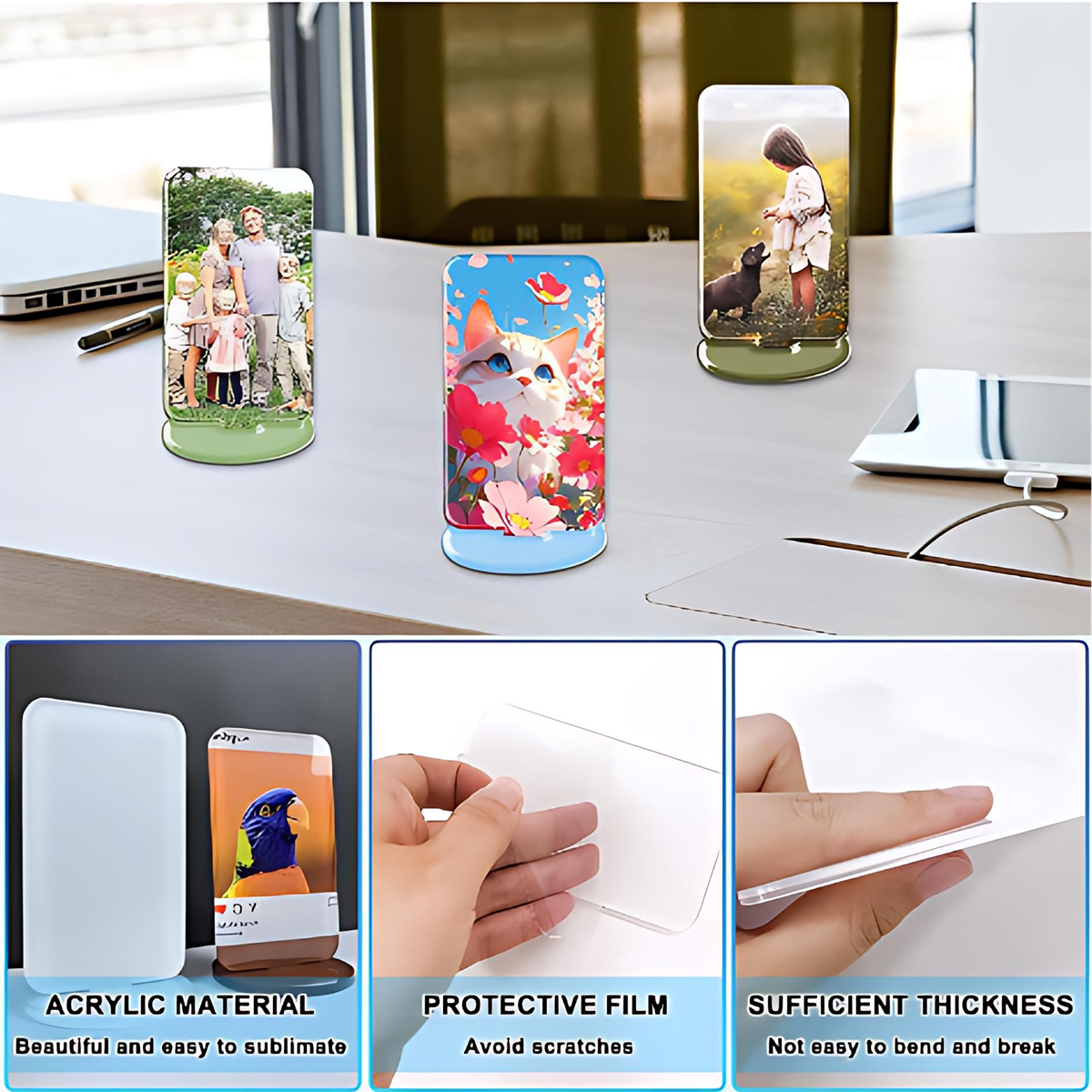 Sublimation Blanks Acrylic Photo Display Stand, 4" x 2.4" Table Sign blanks With Acrylic Base SKU#4X2.4ACPDISLPAY