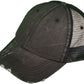 Vintage Trucker Hats - Cotton Low Profile Unstructured Washed Ripped Frayed BK Trucker - 21504 SKU#HT_BKC_2990