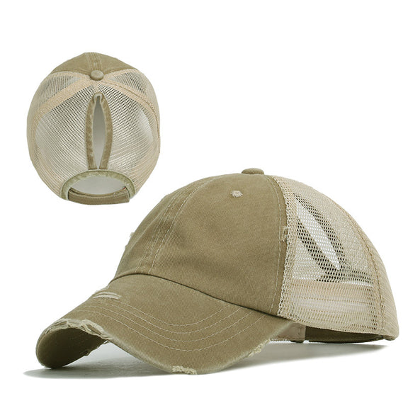 TOPTIE Ponytail Hat Distressed Vintage Cap Messy High Bun Washed Baseball Cap for Women SKU#3CAP-PA0
