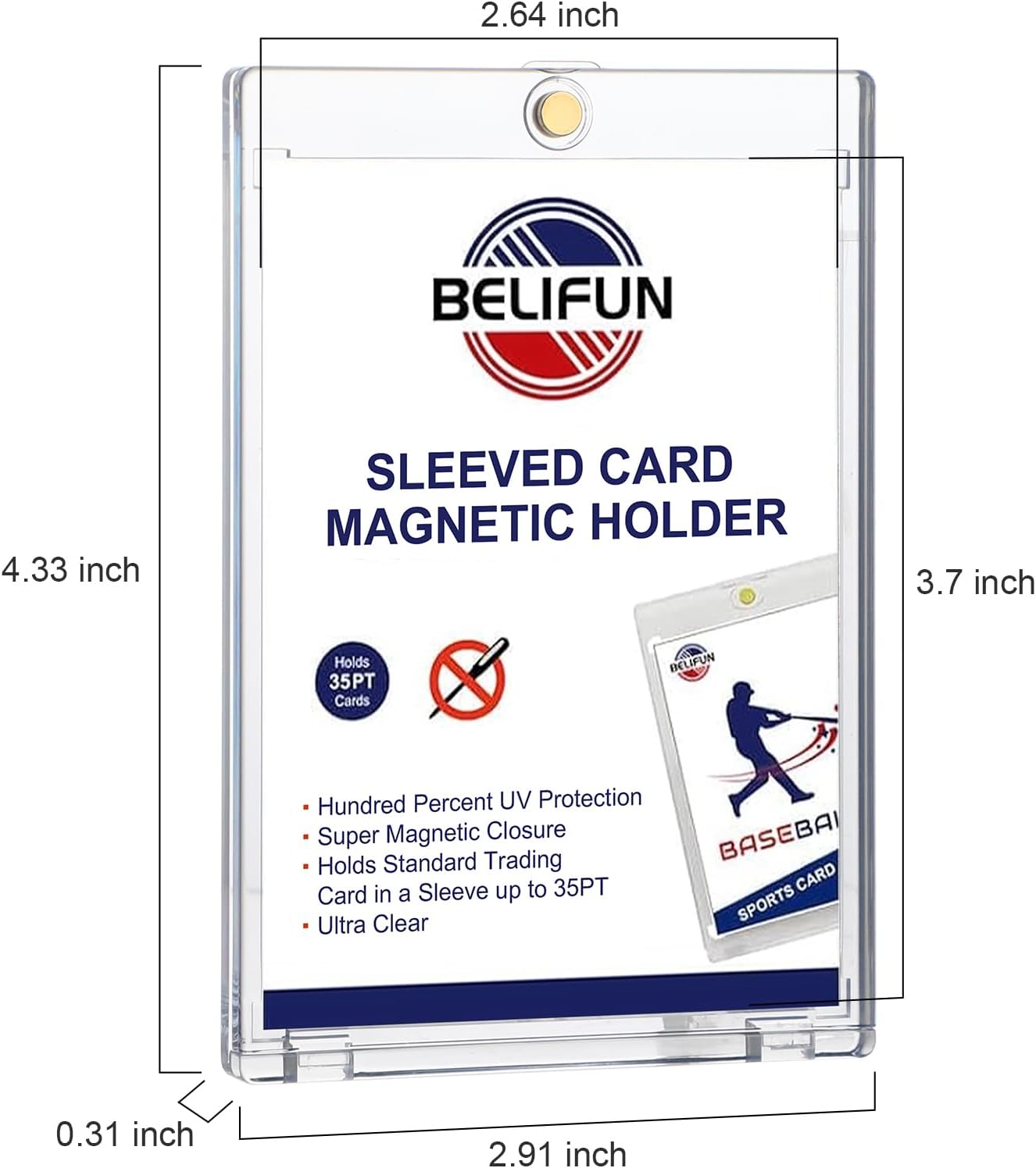 One Touch Sleeved-Card Magnetic-Holders - 35PT Trading Card Holders SKU#SMCH35PT
