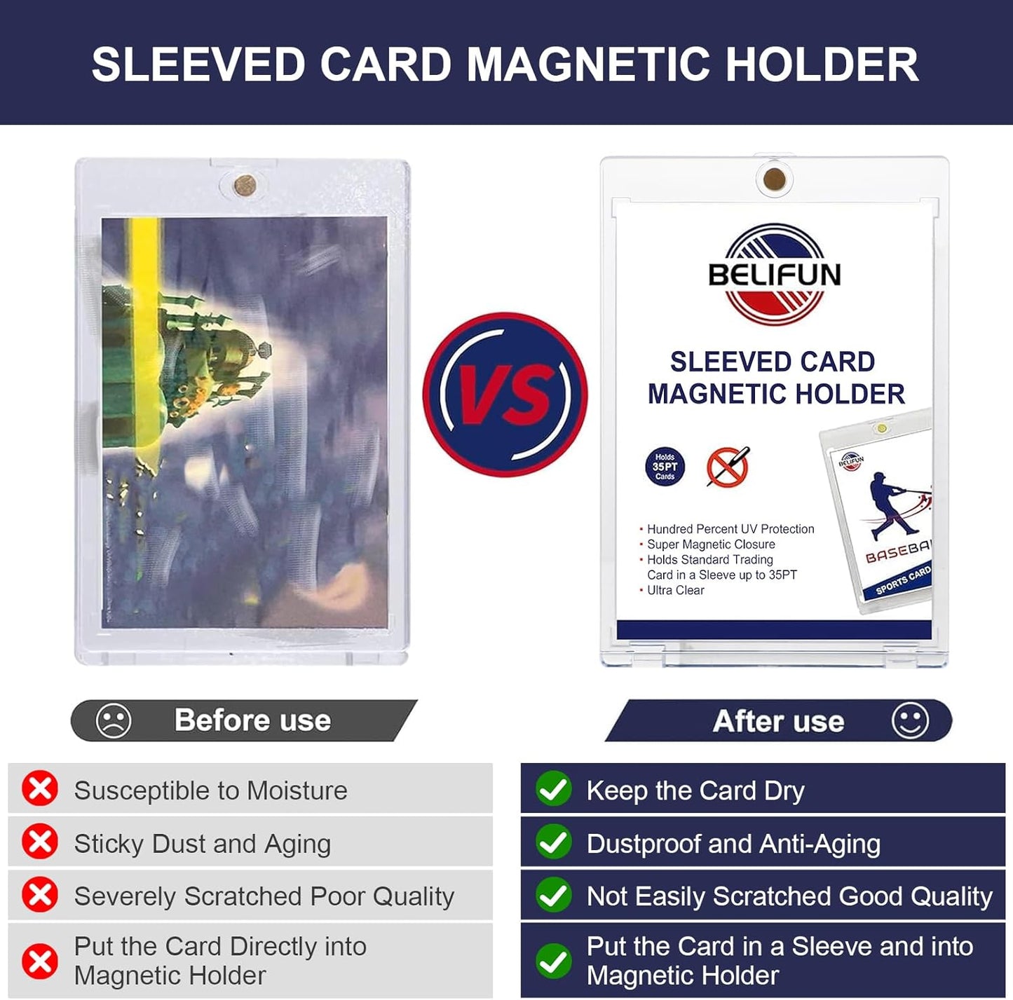 One Touch Sleeved-Card Magnetic-Holders - 35PT Trading Card Holders SKU#SMCH35PT
