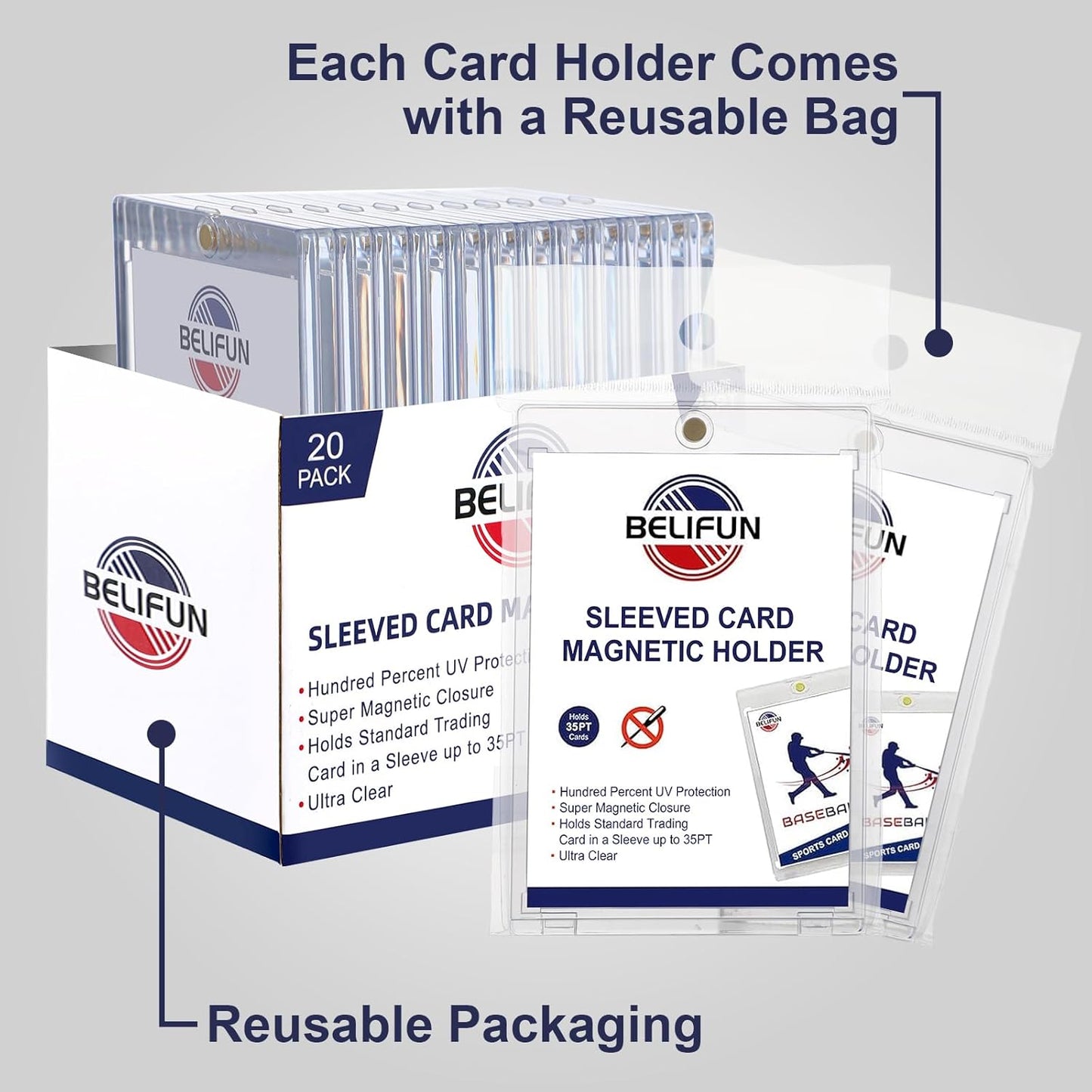 One Touch Sleeved-Card Magnetic-Holders - 35PT Trading Card Holders SKU#SMCH35PT