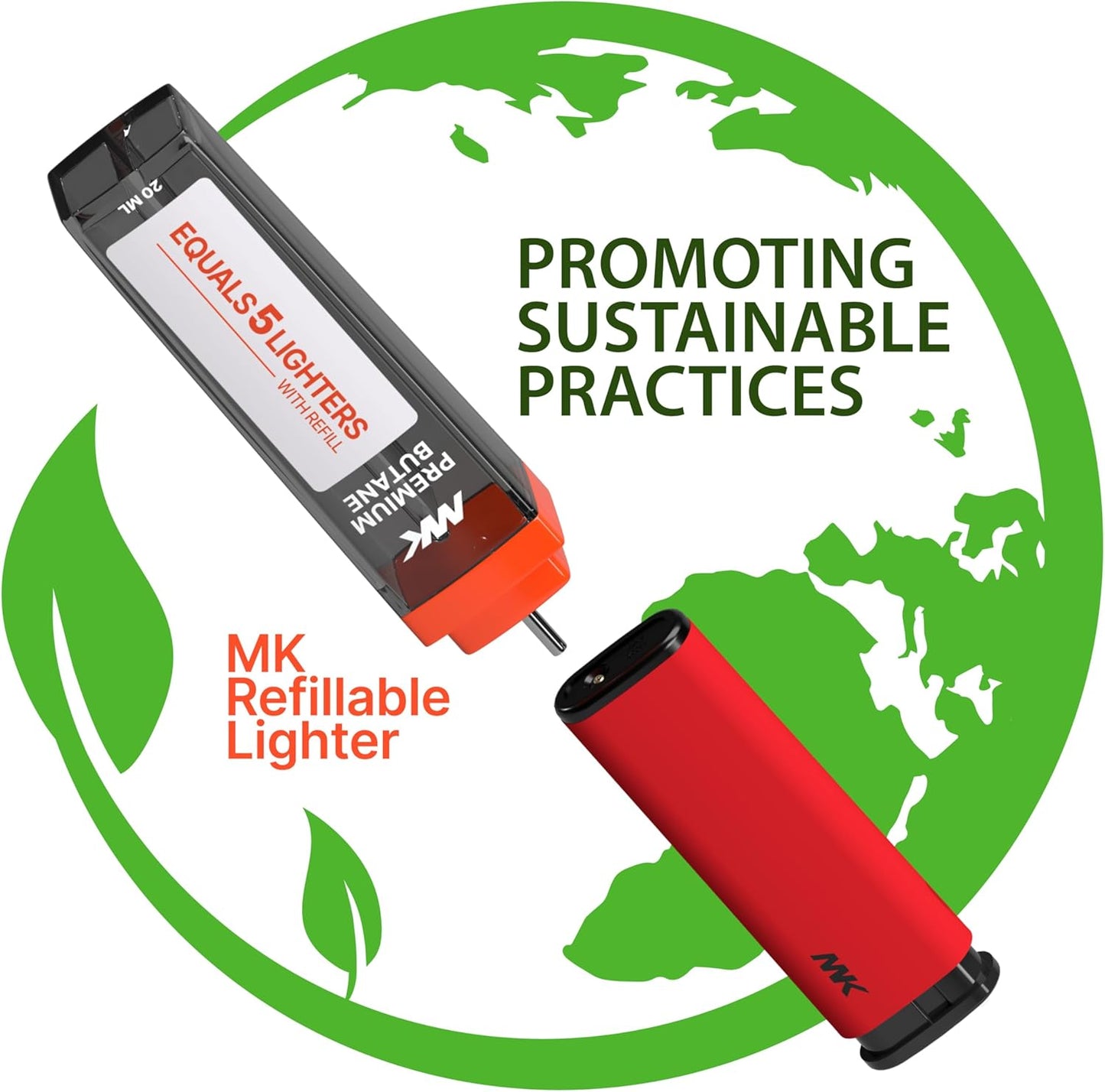 MK Lighter Jet-Hue Windproof Butane Refillable Lighters SKU#MKLFR