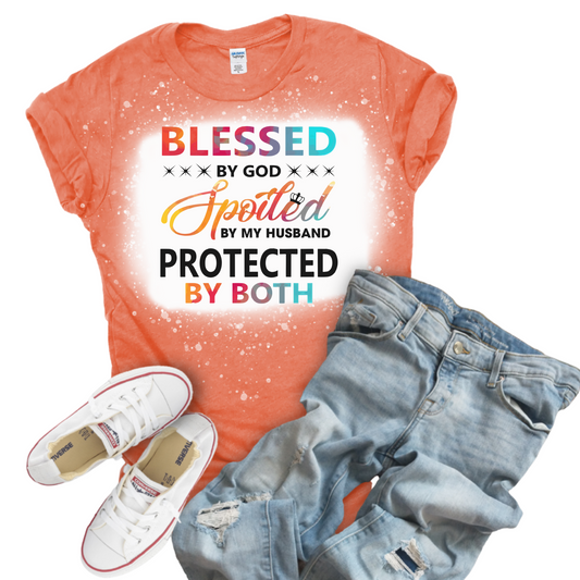 Women's Gildan Heather Orange Blessed By God Shirt SKU#GHO64000S16