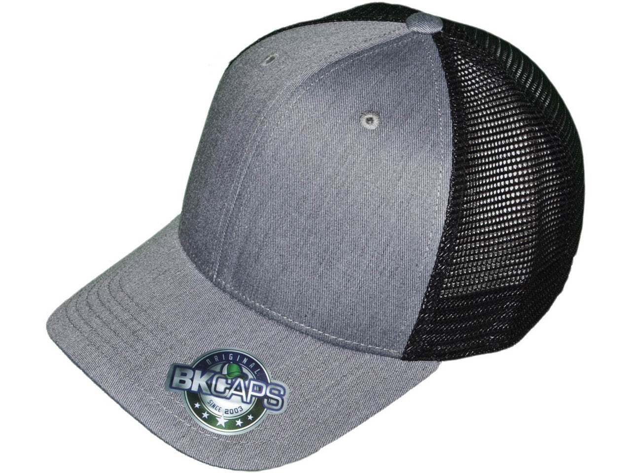 Heather Gray Trucker Hats - 6 Panel Structured Unisex Twill Mid Profile Mesh Snapback Caps (6 Colors) - 5317 SKU#HT_BKP_332