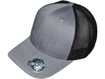 Heather Gray Trucker Hats - 6 Panel Structured Unisex Twill Mid Profile Mesh Snapback Caps (6 Colors) - 5317 SKU#HT_BKP_332