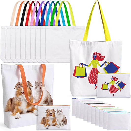 Designer Canvas Tote Bag & Cosmetic Bag Set SKU#DCTBCBS