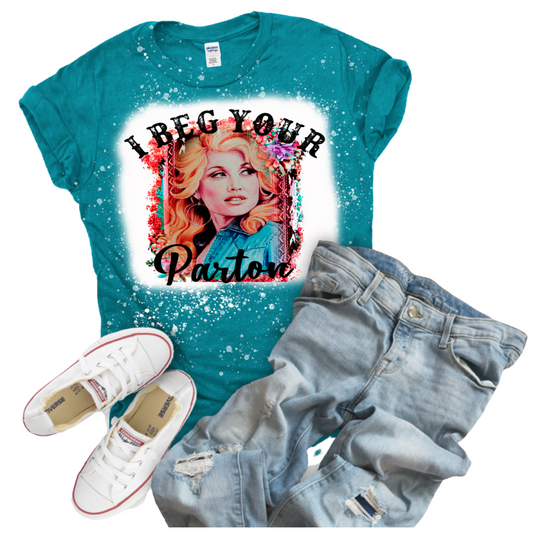 Women's Gildan Heather Gilapagos Blue I Beg Your Parton Shirt  SKU#GHGB64000S11