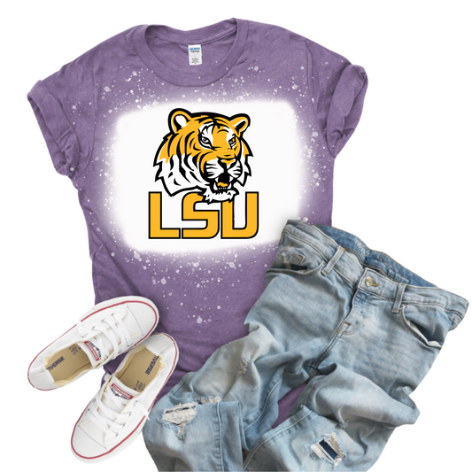 Women's Gildan Heather Purple Tiger Shirt SKU#GHP64000S56
