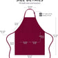 Chef Apron, Waterproof Apron, Adjustable Apron with 2 Pockets for Men Women, Professional Apron for Kitchen Cooking Gardening Painting Baking Restaurant (Wine) SKU#AWINEAPRON