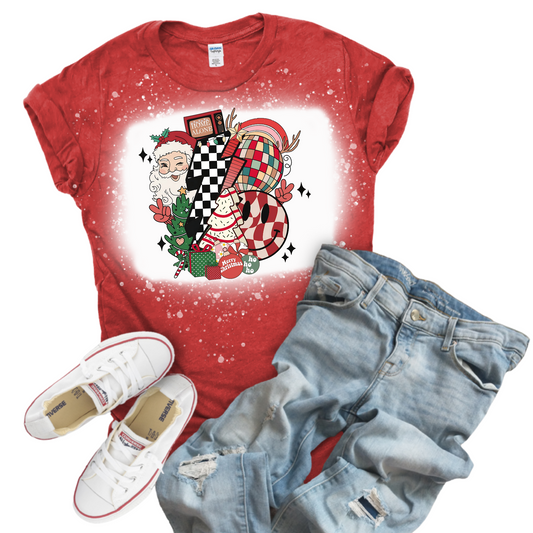 Women's Gildan Heather Red Retro Christmas Shirt  SKU#GHR64000S6