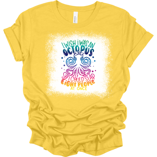 Women's Bella Canva Heather Yellow Octopus Shirt SKU#BCHY3001CVCS28
