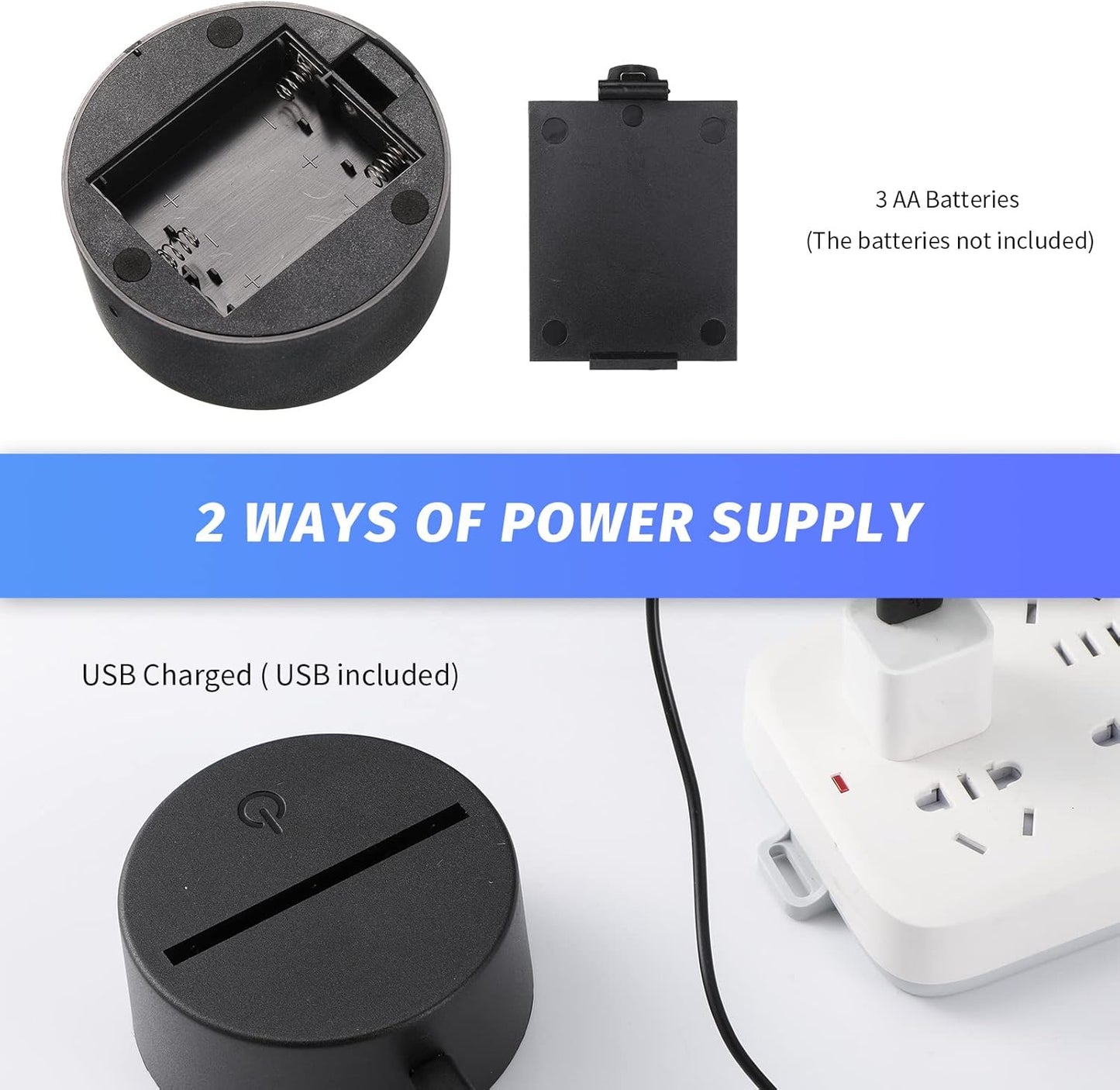 3D Night Led Light Base and Clear Blank Acrylic Sheet with Remote Controls and USB Cable, Adjustable 16 Colors DIY Acrylic Lamp Base Set SKU#3DADP